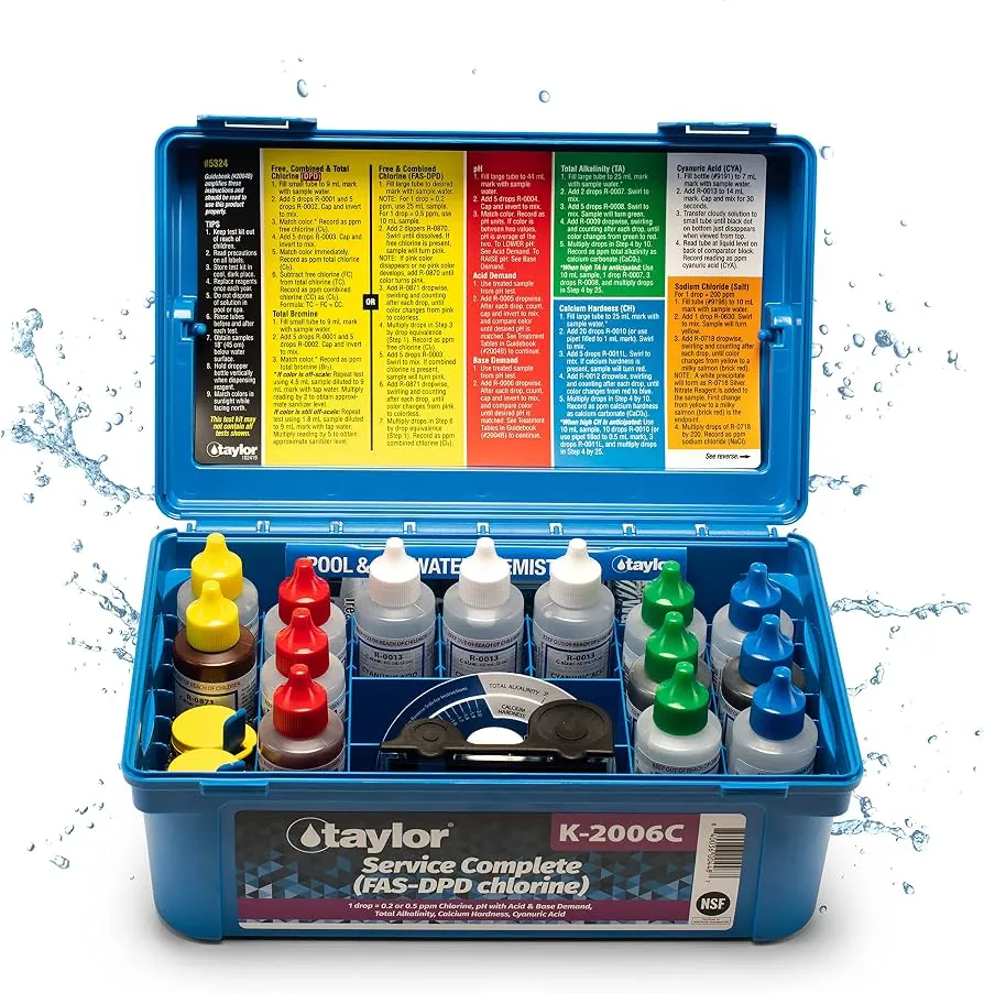 Hands mixing reagent powder into a water sample cell for chlorine testing.