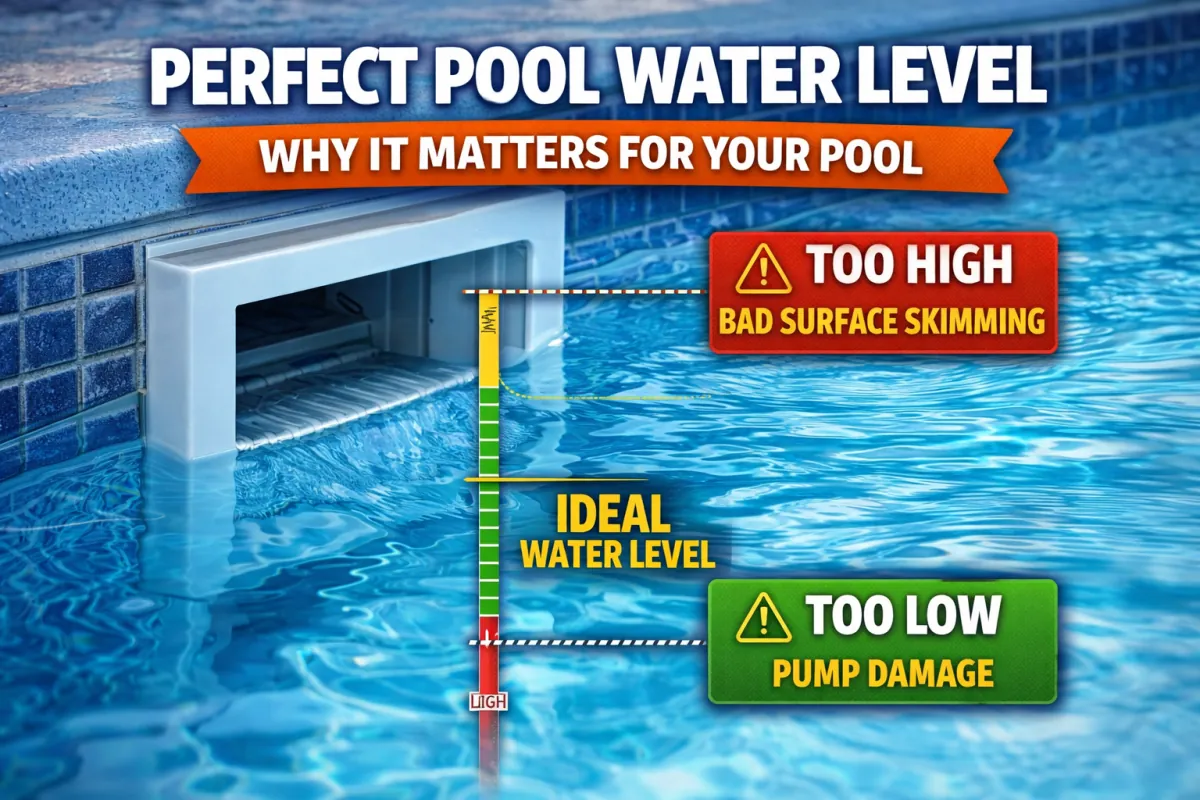 A homeowner checks the water level of their residential swimming pool.