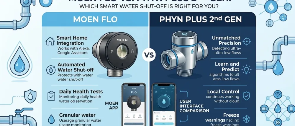 A homeowner using a smartphone app to check their smart water valve status.