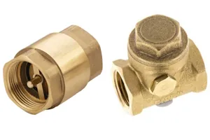 Internal components of swing and spring-loaded check valves laid out for performance comparison.