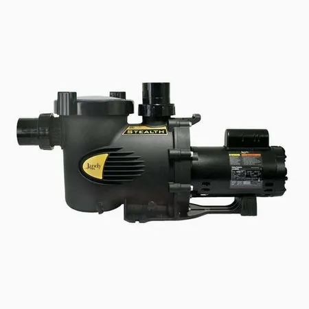 Jandy replacement pump ready for installation near residential pool plumbing.