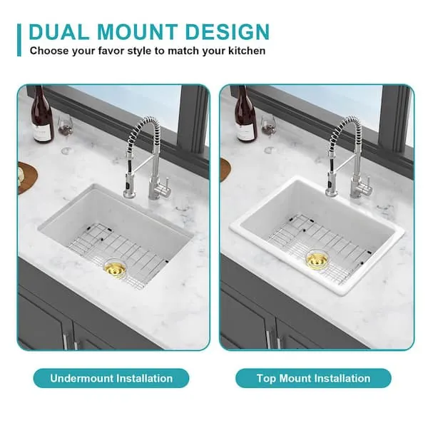 A light plastic mesh protector sitting inside a white kitchen utility sink.