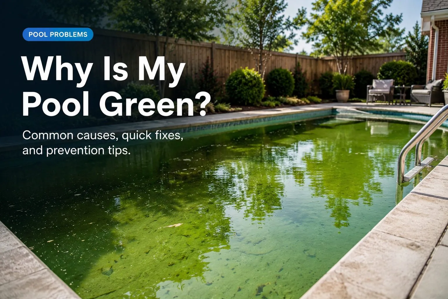 Milky white cloudy pool water shows fine suspended particles near the concrete edge.