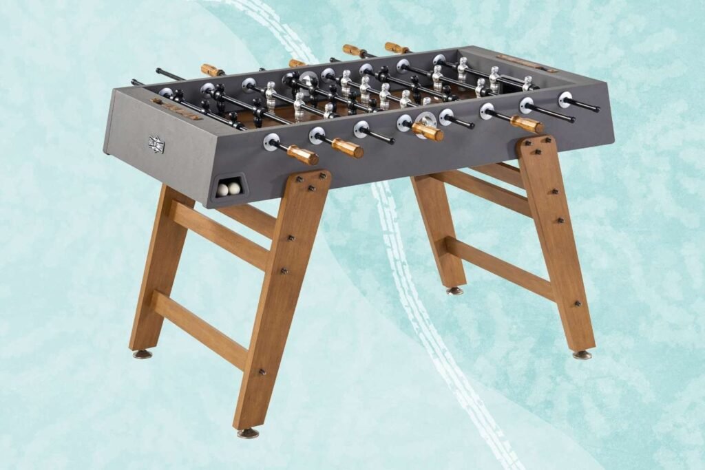 Modern foosball table in a bright living room
