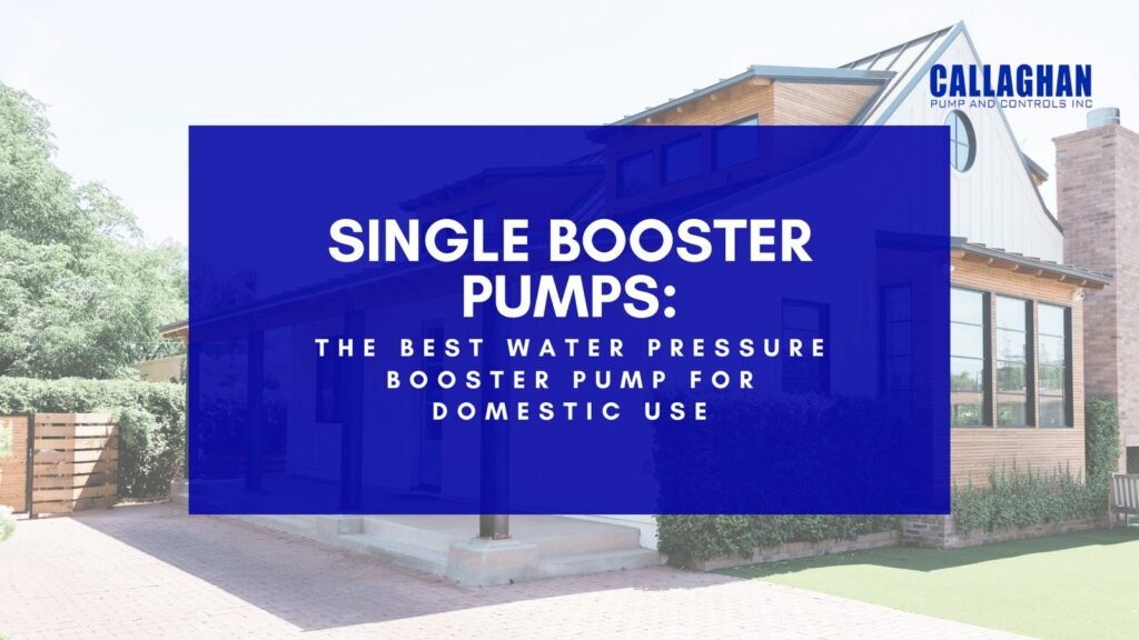 A modern water pressure booster pump installed in a clean residential utility room.