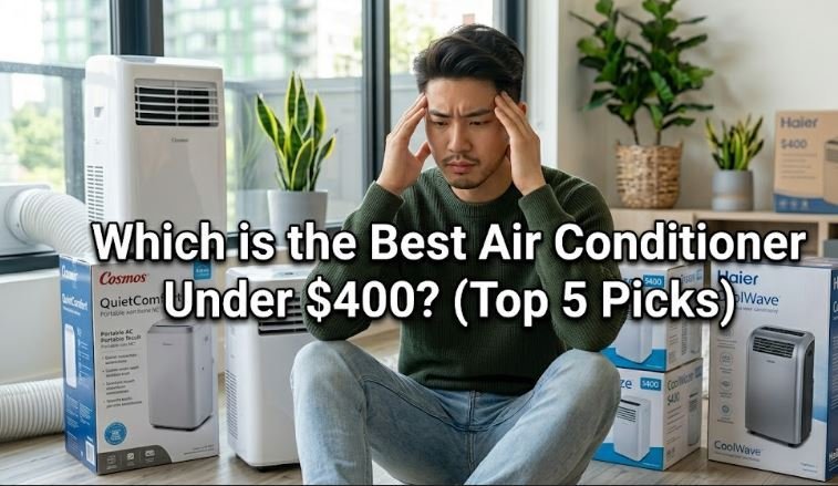 Modern window air conditioner installed in a bedroom with natural light highlighting its design