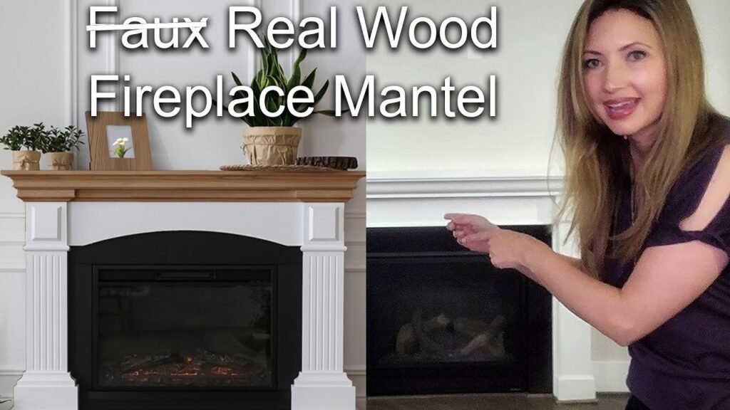 A person applies a high-quality wood finish to a rustic fireplace mantel.