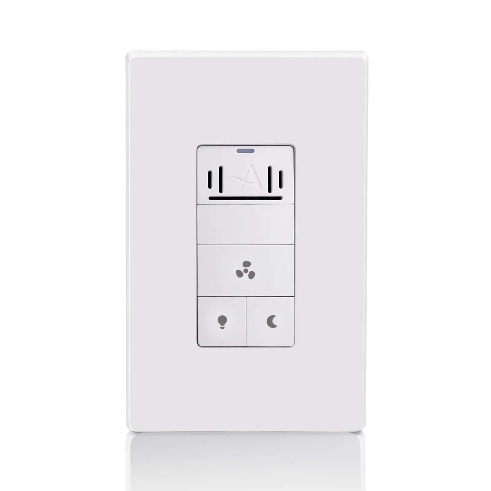 A person pressing a manual wall switch to control a bathroom ventilation fan.