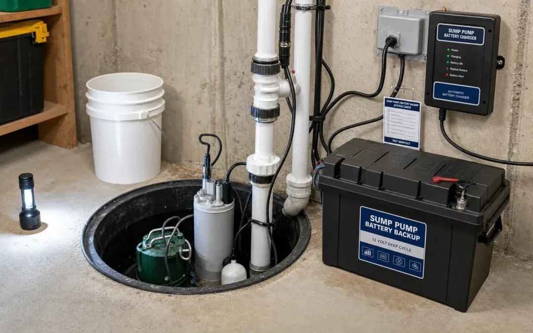 A person troubleshooting a sump pump float switch to ensure proper drainage operation.