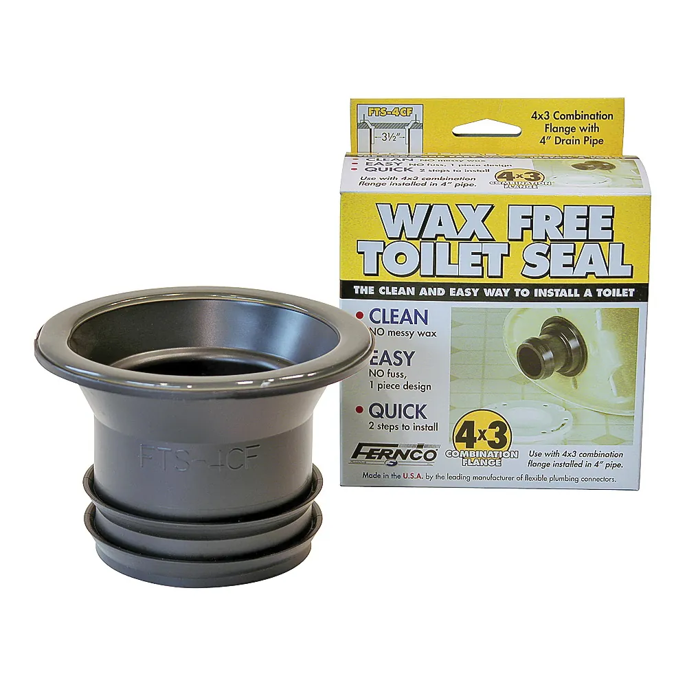 A person using a plastic putty knife to clean a flange before installing a wax free seal.