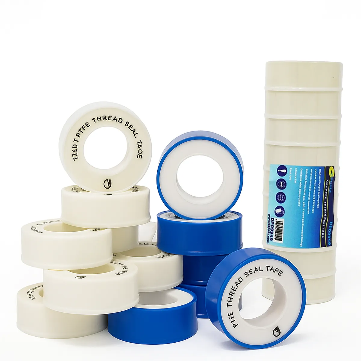 A plumber choosing the correct sealing material for a plastic pipe fitting installation.