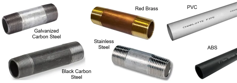Plumber comparing copper and steel pipe materials during a residential renovation project.