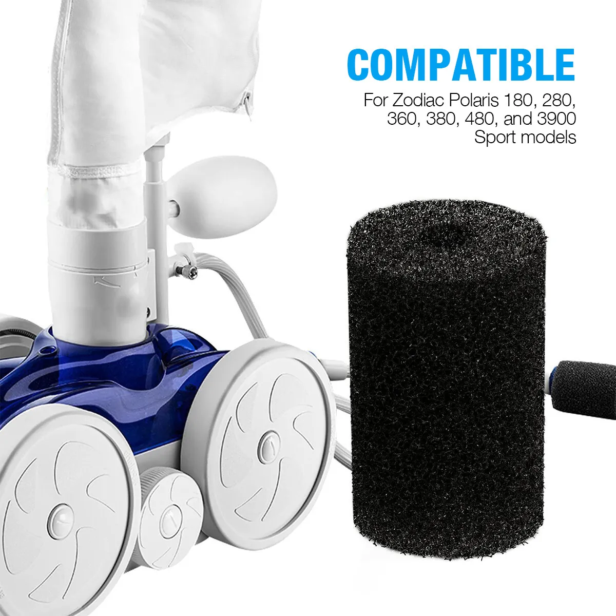 Pool cleaner tail sweeping side to side from water pressure.