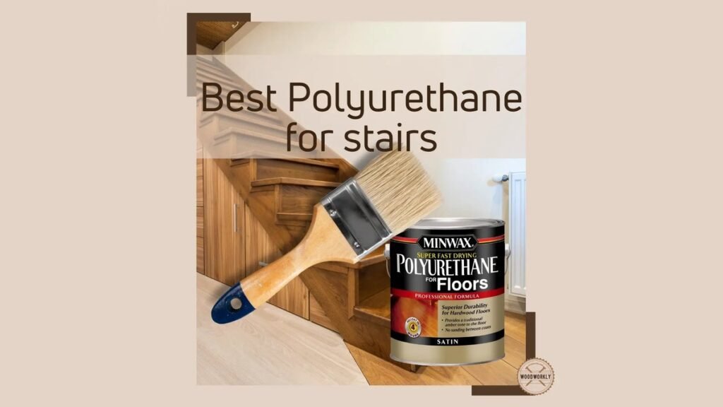 A professional applying high-quality polyurethane finish to wooden stairs for a durable shine.