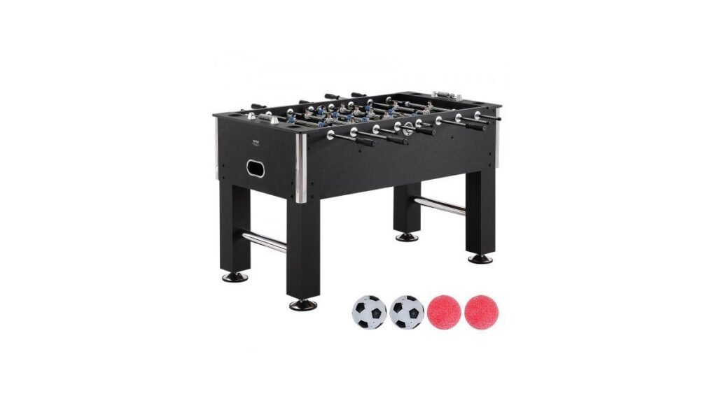 Professional full-size foosball table in a bright modern game room.