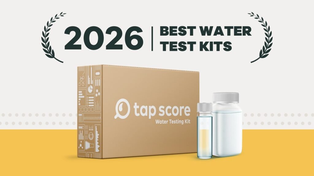 A professional water test kit displayed on a modern kitchen counter for home analysis.