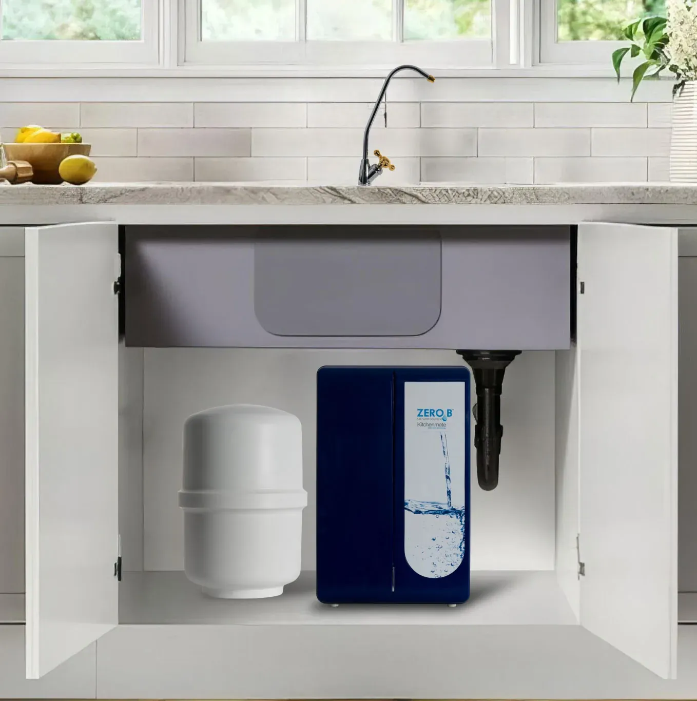 A professional whole-house water filtration system installed on a basement wall.