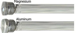 Removing an aluminum anode rod from a water heater using a specialized wrench.