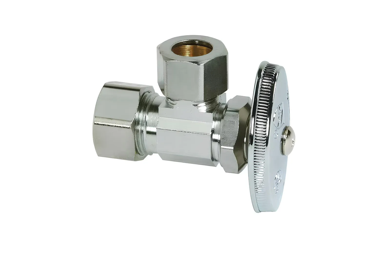 Selecting the correct angle stop valve for a residential plumbing pipe installation.