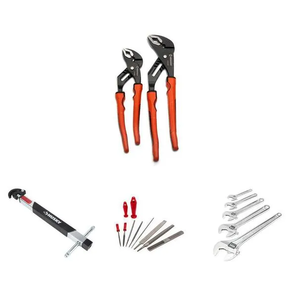 Several plastic basin wrench tools designed for specific faucet mounting nuts.
