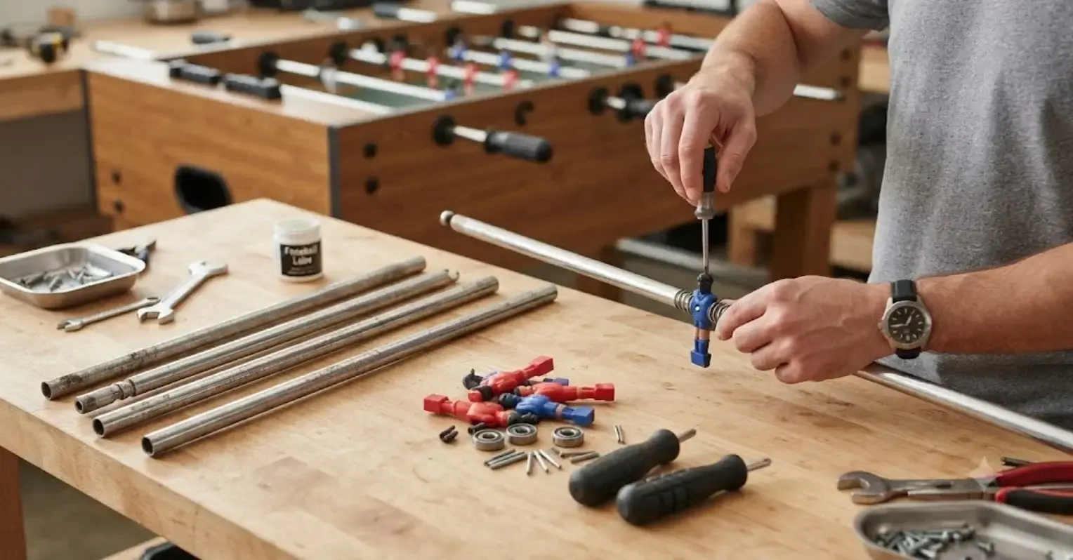 Straightening a bent foosball table rod by hand