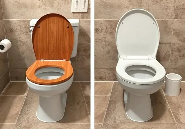 Tightening the hinge hardware on a toilet seat to resolve common issues.