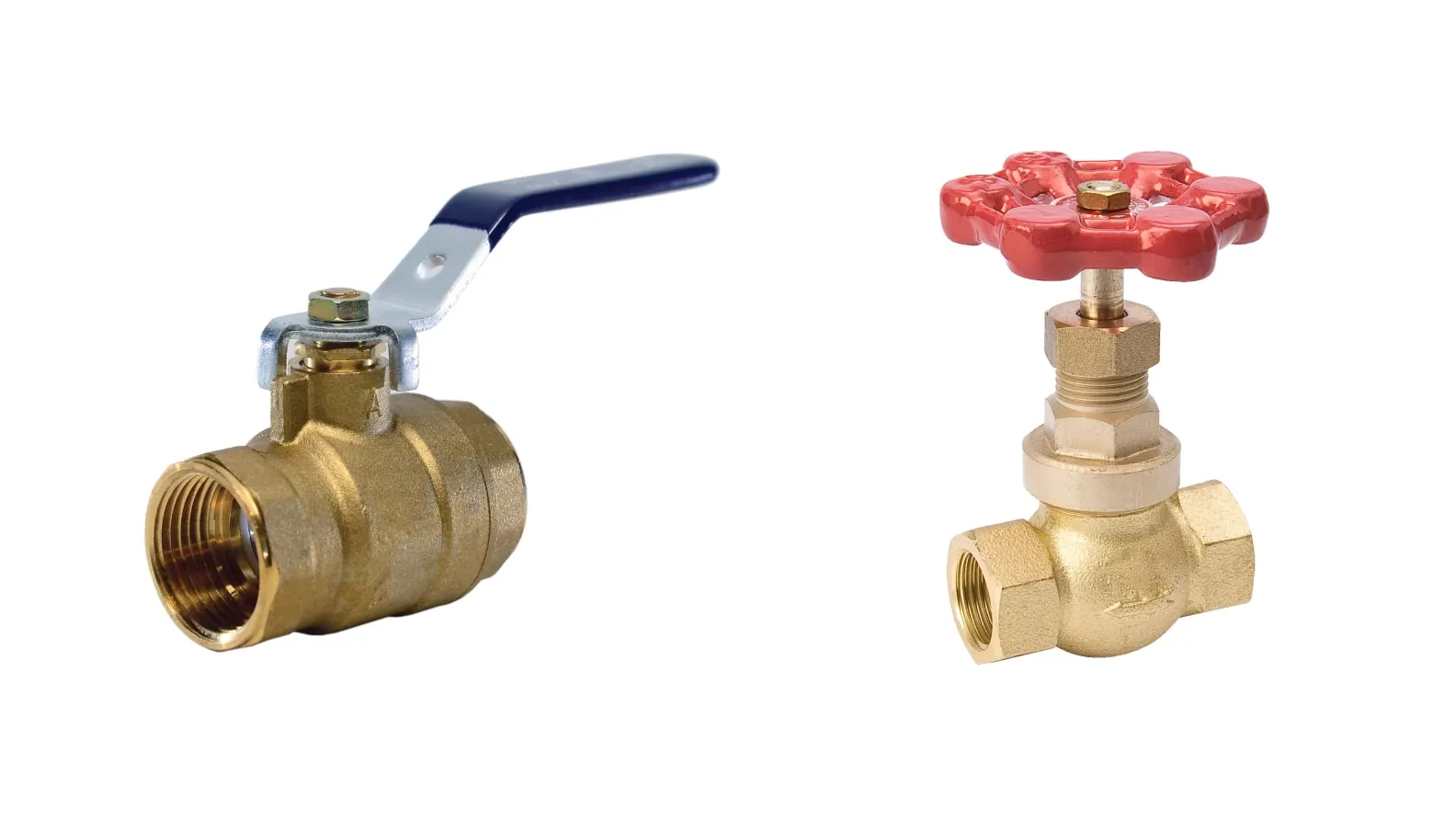 Various industrial valve types including ball and gate valves on a desk.