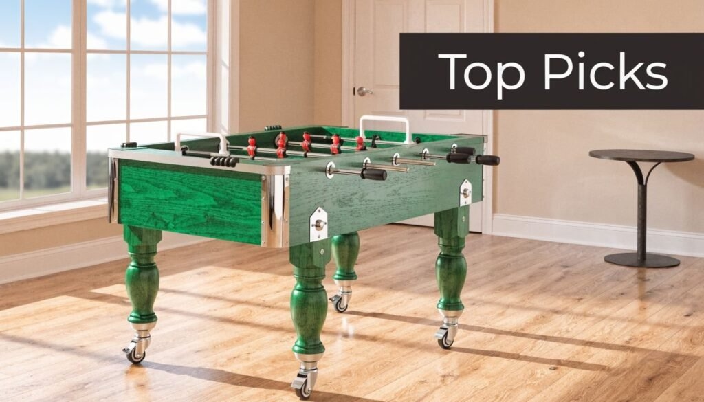 Vintage inspired foosball table in a bright modern room