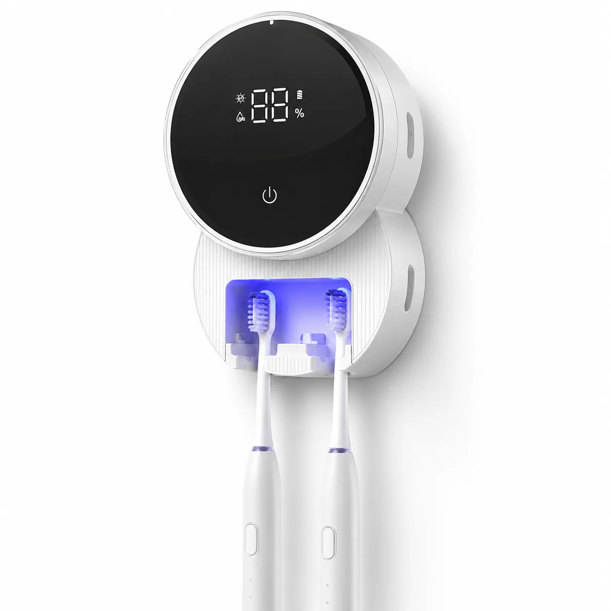 A wall-mounted toothbrush rack ensuring proper air circulation for hygienic toothbrush storage.