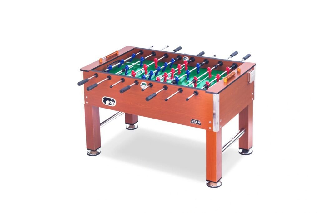 White foosball table in bright modern living room