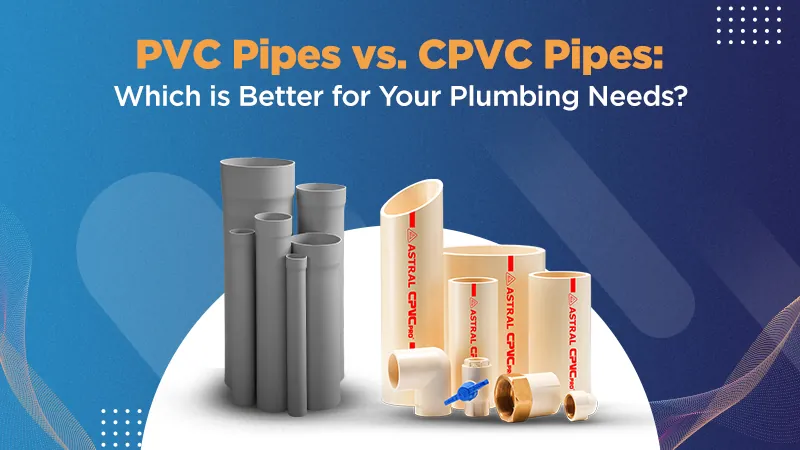 A white PVC pipe and a cream-colored CPVC pipe lying on a construction floor.